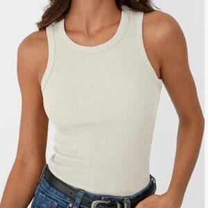 Sunbs White Ribbed Tank Top Size Medium